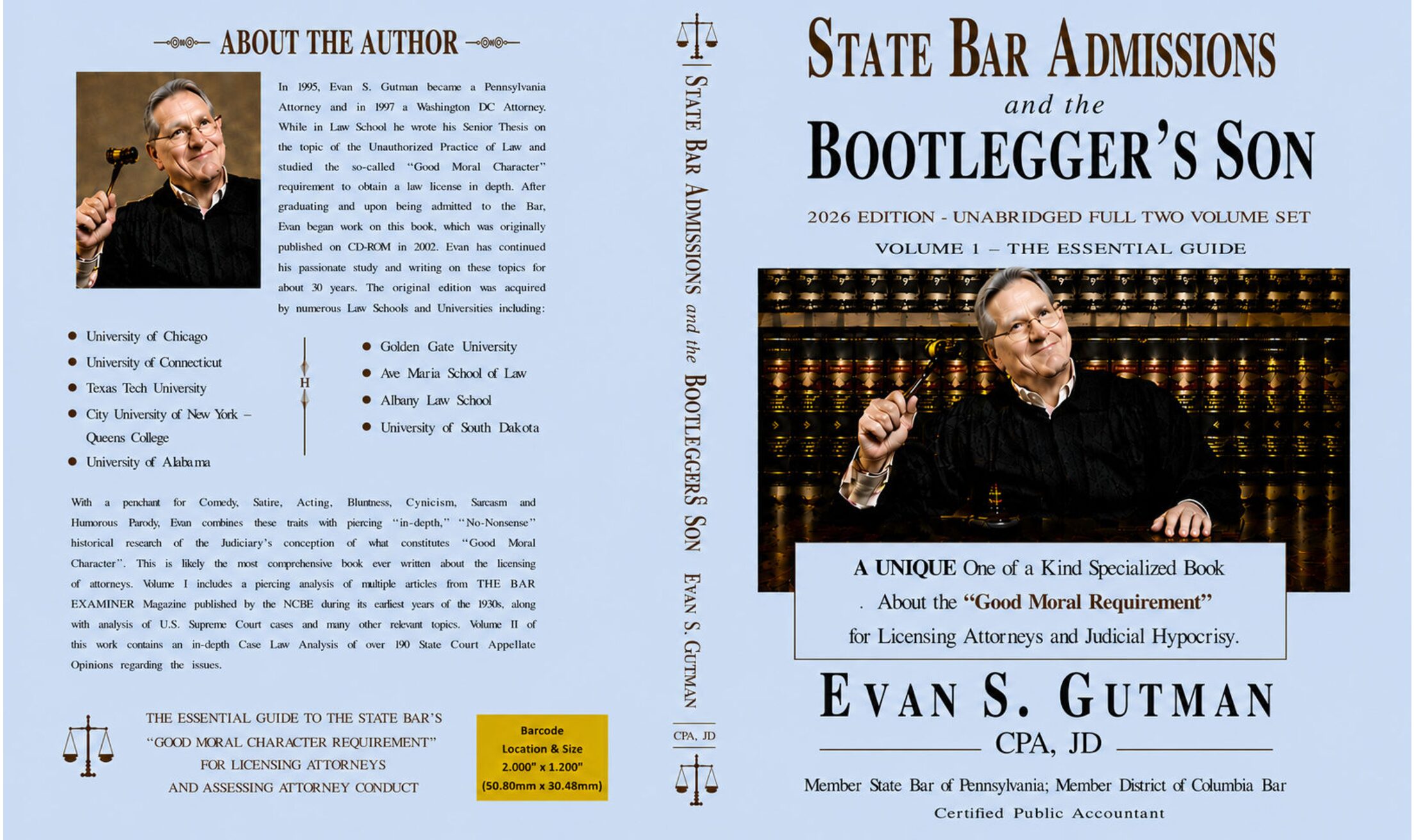 BOTH VOLUME 1 & VOLUME 2 at Substantial Discount - STATE BAR ADMISSIONS AND THE BOOTLEGGER'S SON